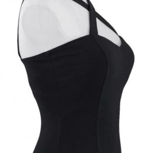 Black criss-cross Double Trouble Apparel vintage top